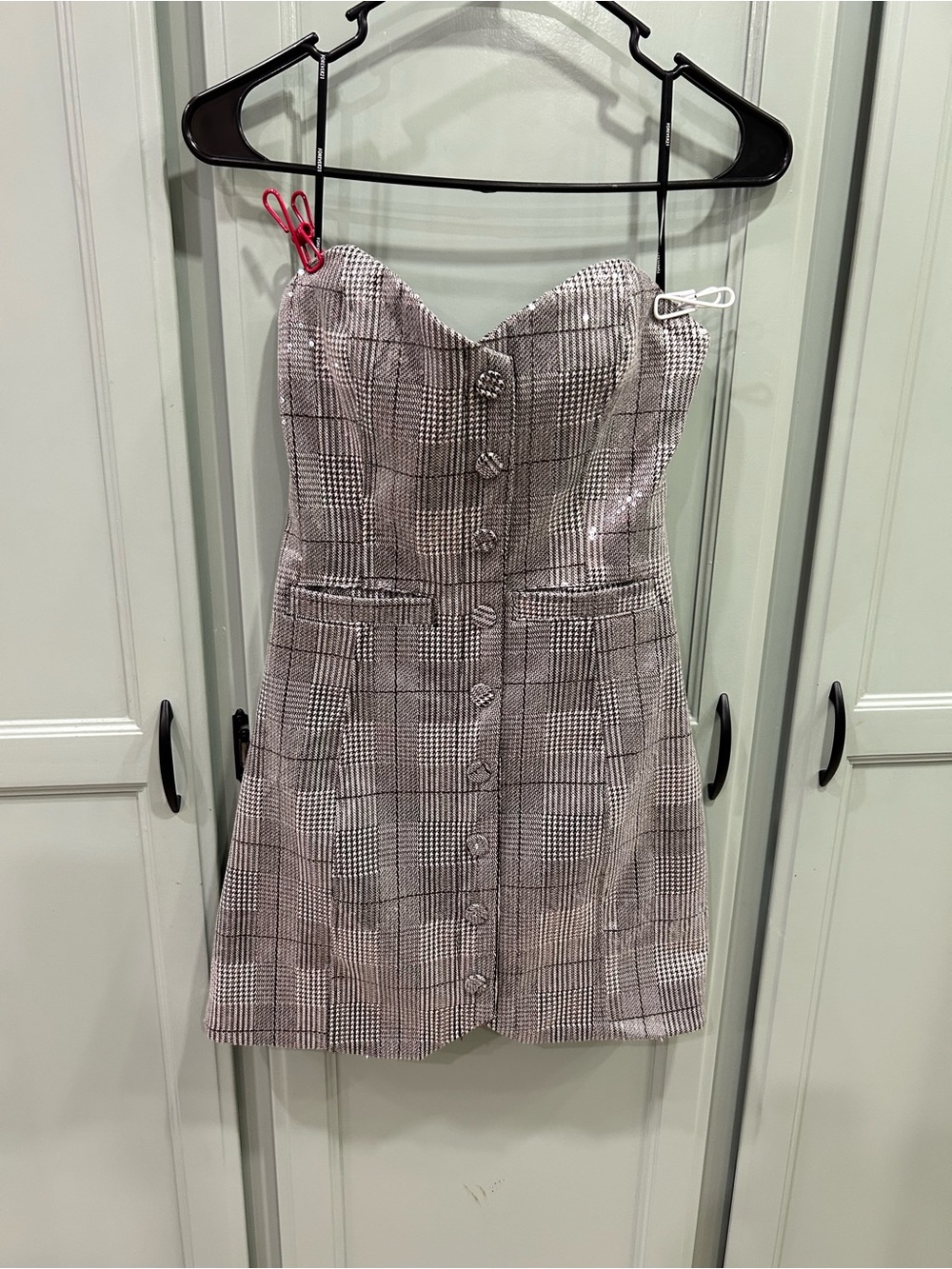 Forever 21 Gray Plaid Sequin Mini Skirt